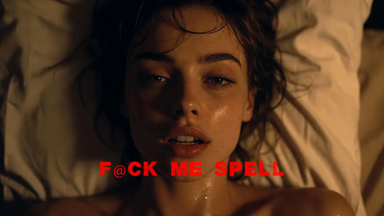 Sensual adult woman in warm light with a Fuck Me Spell title for attraction and desire-focused ritual work.