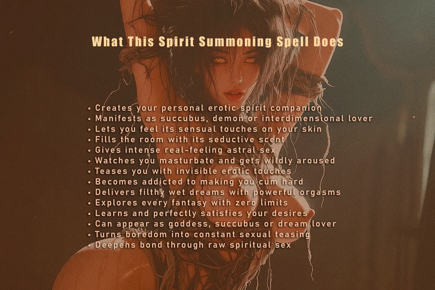 Spirit summoning and binding graphic describing custom companion matching and connection themes.